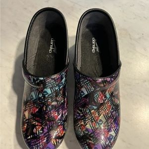 Dansko Professional Leather Size 41 Rainbow Colorful Clogs .Excellent condition